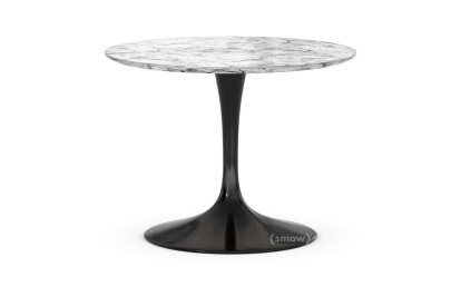 Saarinen Round Coffee Table, Small (Height 36/37 cm, ø 51 cm), Black, Arabescato marble (white with grey tones)