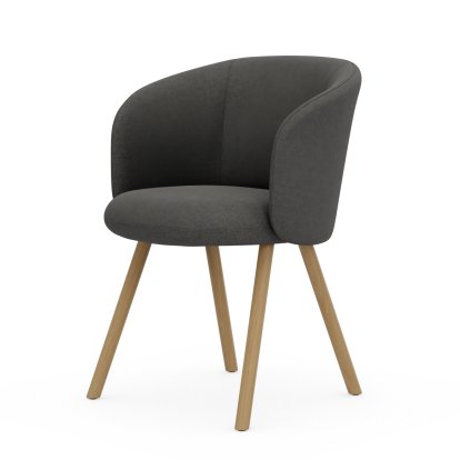 Mikado Armchair, Four-legged base, 4 legs, natural oak, Dumet, Fabric Dumet sierra grey melange, Glides for carpets