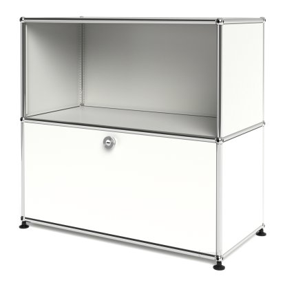 USM Haller Sideboard M, Customizable, Pure white RAL 9010, Open, With drop-down door
