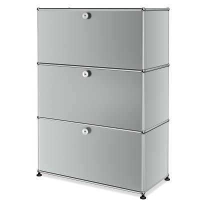 USM Haller Highboard M, Customizable, Light grey RAL 7035, With drop-down door, With drop-down door, With drop-down door