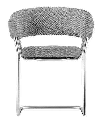D9 Armchair, Stoff Hallingdal 166 - grey, Chrome-plated steel tubing, Felt glides