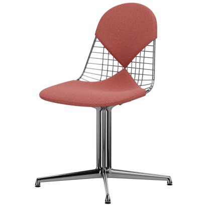 Wire Chair DKL, Aluminium polished, Seat and backrest cushion (Bikini), Poppy red / ivory