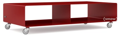 TV Lowboard R 200, Self-coloured, Ruby red (RAL 3003), Industrial castors