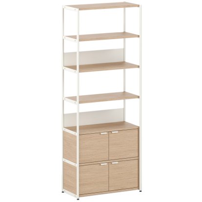 Unit Shelf Wood, 215 cm , 2 x double doors, Oak / Cream white