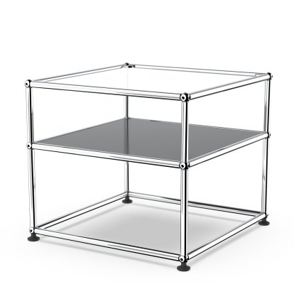 USM Haller Side Table Type 2, Glass, Anthracite RAL 7016