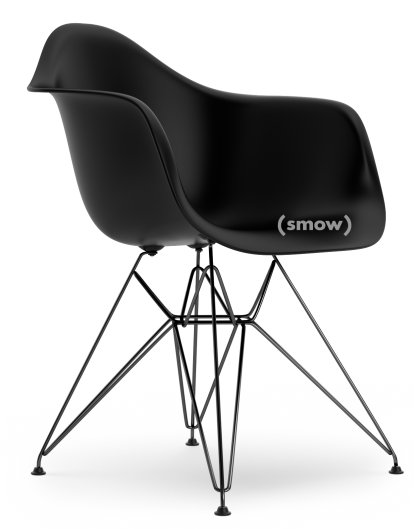 Eames Plastic Armchair DAR, Deep black, Without upholstery, Without upholstery, Standard version - 43 cm, Coated basic dark