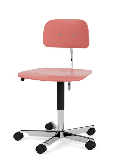 Kevi 2533 Swivel Chair, A / 38 - 51 cm, Rhubarb, Polished aluminium