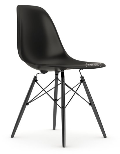 Eames Plastic Side Chair DSW, Deep black, Without upholstery, Without upholstery, Standard version - 43 cm, Black maple