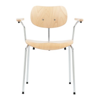 SE 68 Chair, Stackable, Without upholstery, Chrome-plated, With armrests, Beech, natural