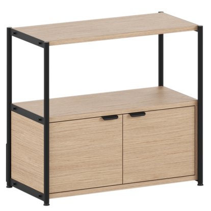 Unit Sideboard M Wood, 1 x double door, Oak / Graphite Black